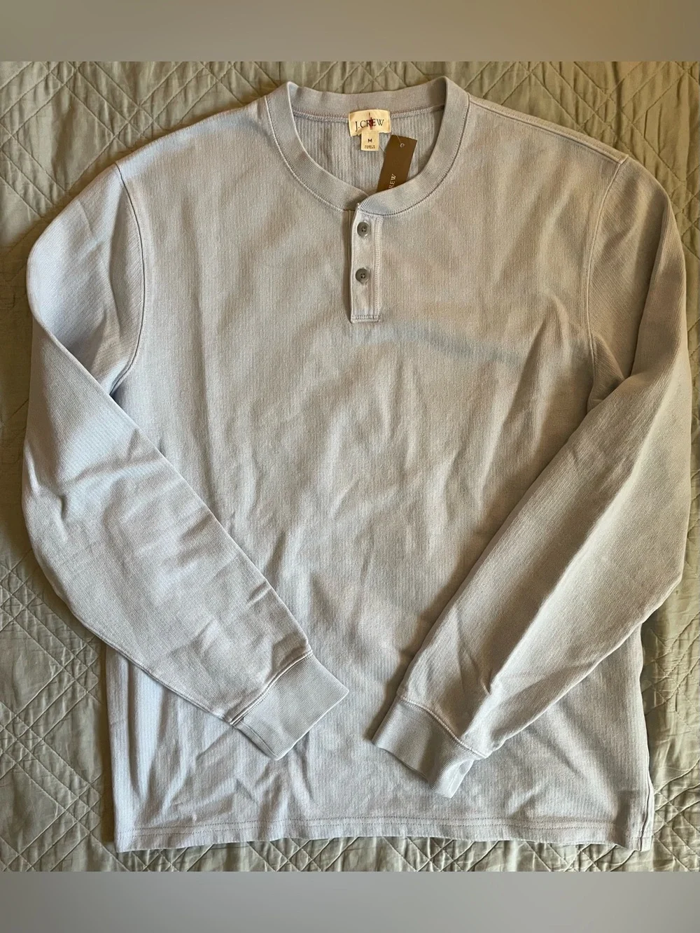 J. CREW Dense cotton herringbone henley in Peri Shadow Size M NWT $79.50 CR408